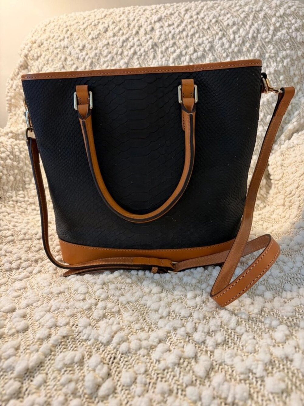 Dooney and Bourke Cara Python embossed satchel